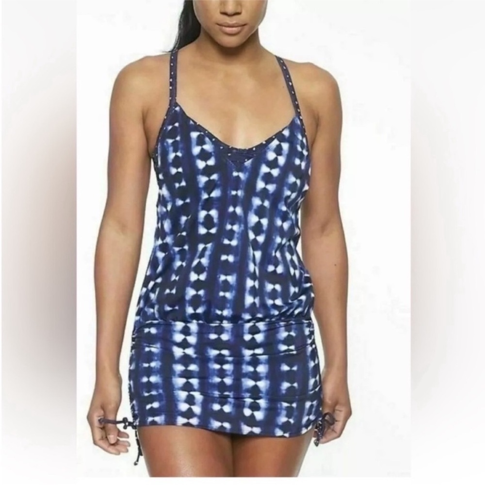 LN ATHLETA BRAND NEW Blue and White swimsuit Dress 34D/DD